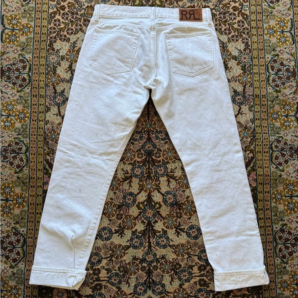 RRL slim straight white selvedge jeans